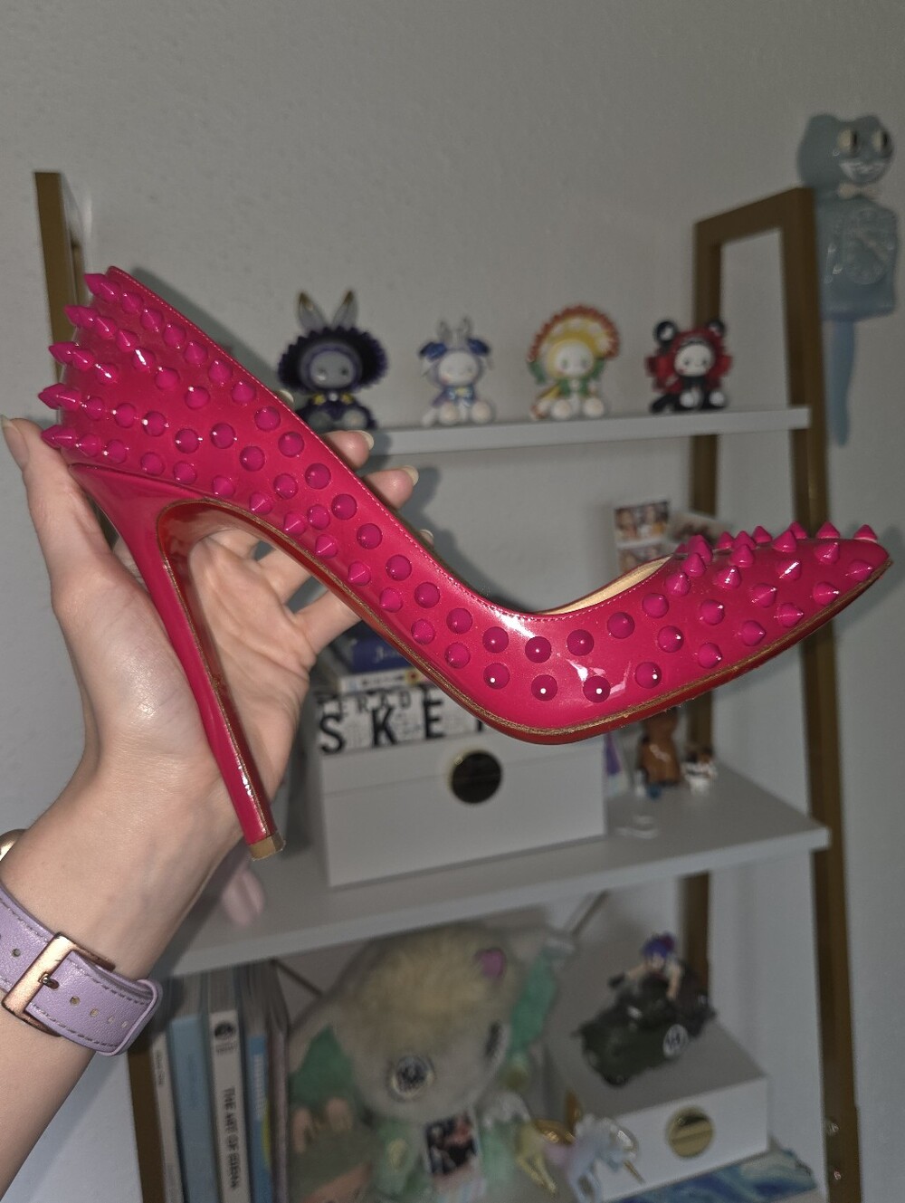 Christian Louboutin Fuchsia Pigalle Spike Pumps - Picture 8 of 9